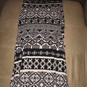 High waist long aztec print skirt with slits